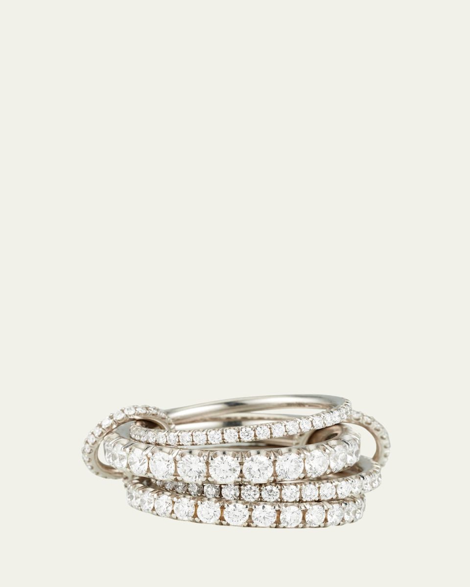Alix Blanc 18K White Gold 4-Link Pavé Diamond Ring, Size